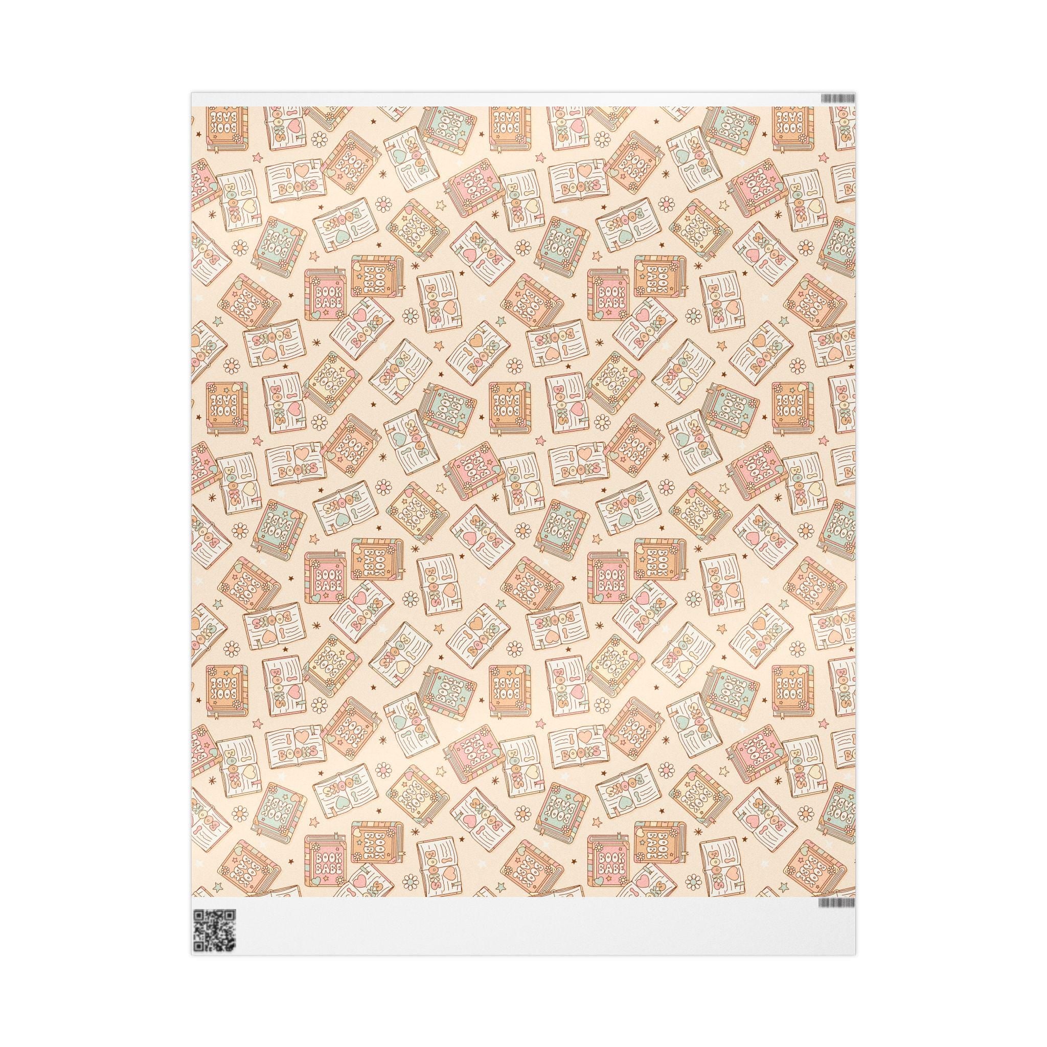 Bookish Whimsical Gift Wrapping Paper Roll, Colorful Literary-Inspired Design for Book Lovers, Bookworm Wrapping Paper Rolls, Literary Girl