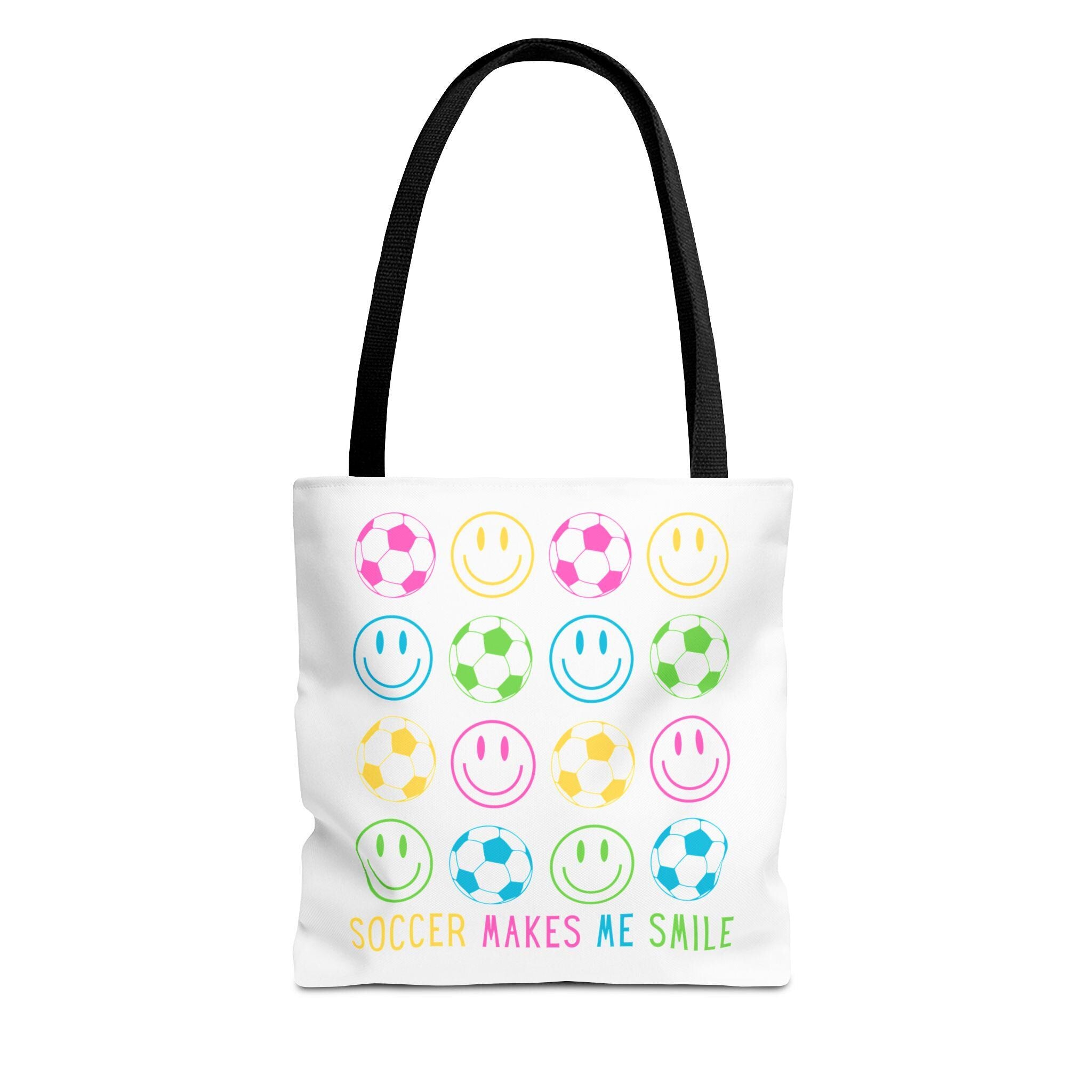 Soccer Smiley Tote Bag - Fun, Colorful, and Perfect for Sports Lovers, Beach Days, or Everyday Use, Gifts for Soccer Fans or Lovers