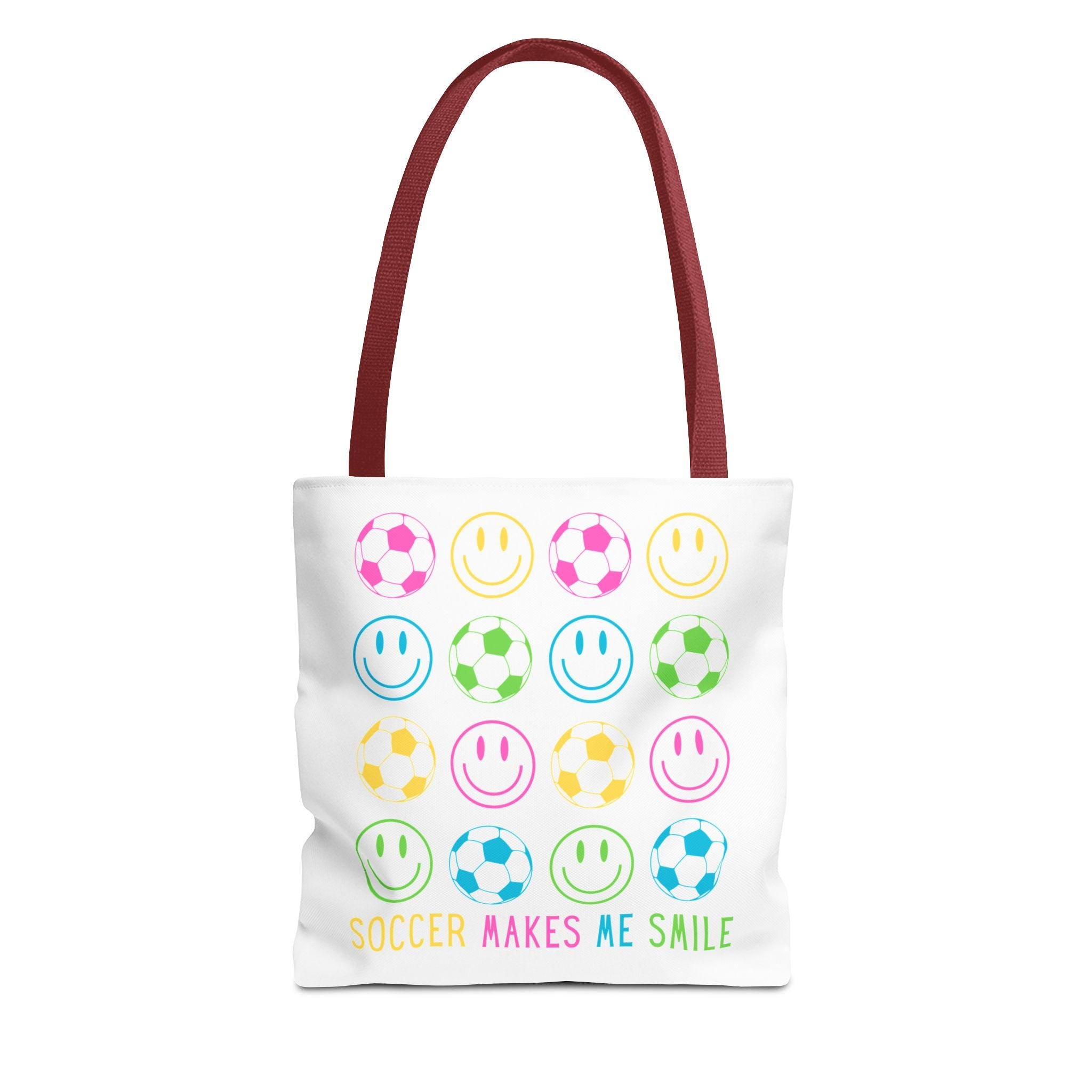 Soccer Smiley Tote Bag - Fun, Colorful, and Perfect for Sports Lovers, Beach Days, or Everyday Use, Gifts for Soccer Fans or Lovers