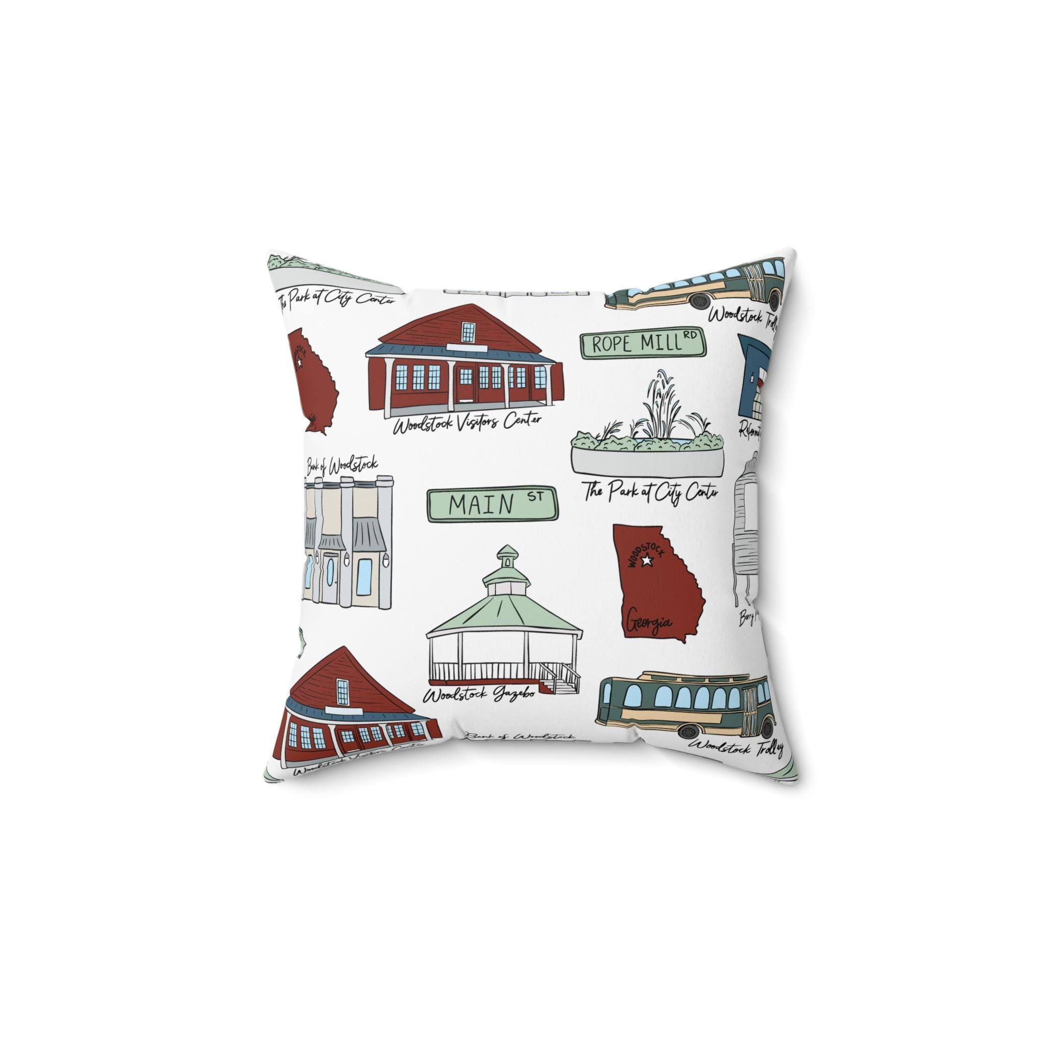 Woodstock GA Decorative Pillow, Cozy Home Decor, Custom Throw Pillow, HomeGoods Gift, Georgia Local Lover's Accent Pillow, Woodstock Pattern