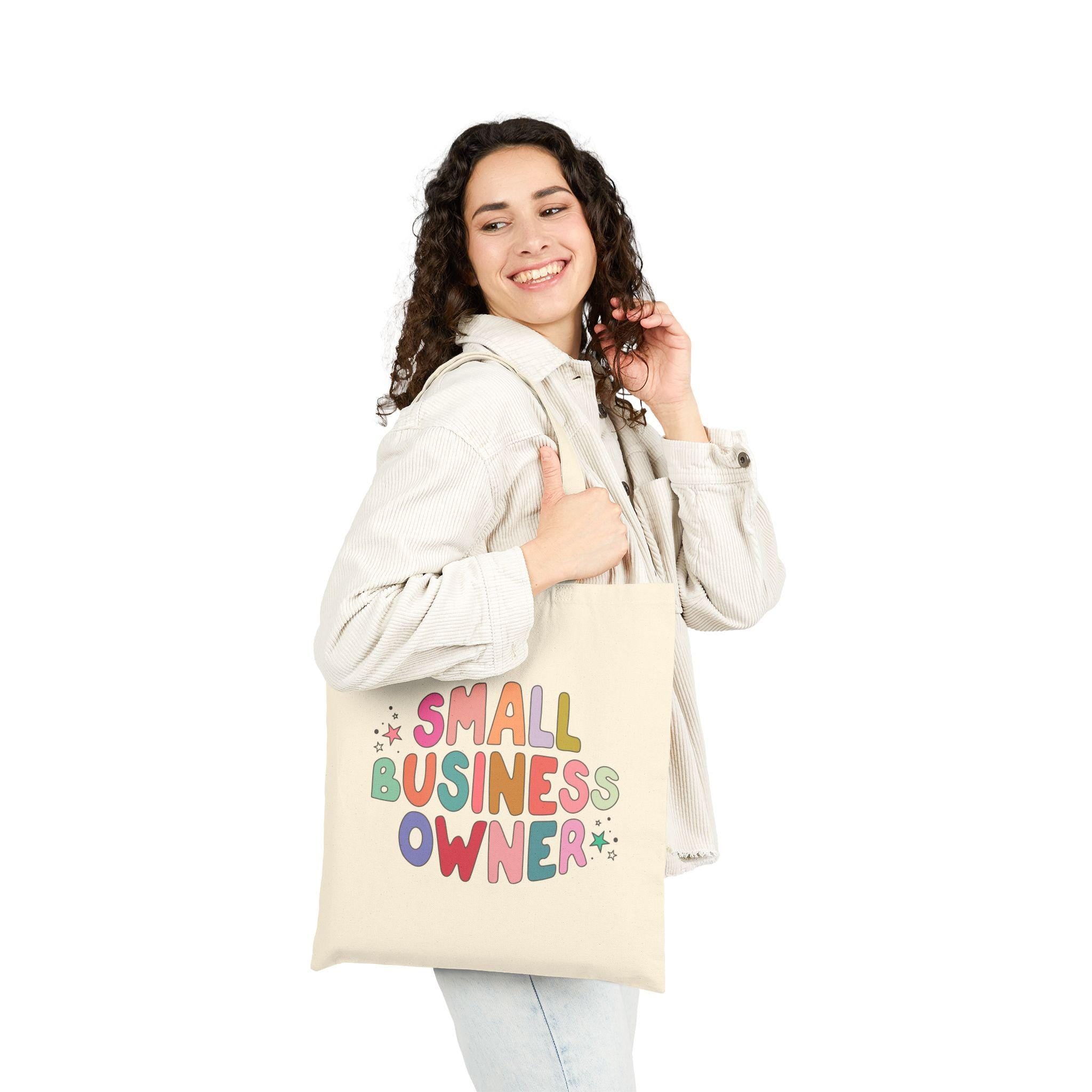 Small Business Owner Cotton Canvas Tote Bag, Eco-Friendly Shopper, Gift for Entrepreneurs, Market Bag, Personalized Tote, Shop Small