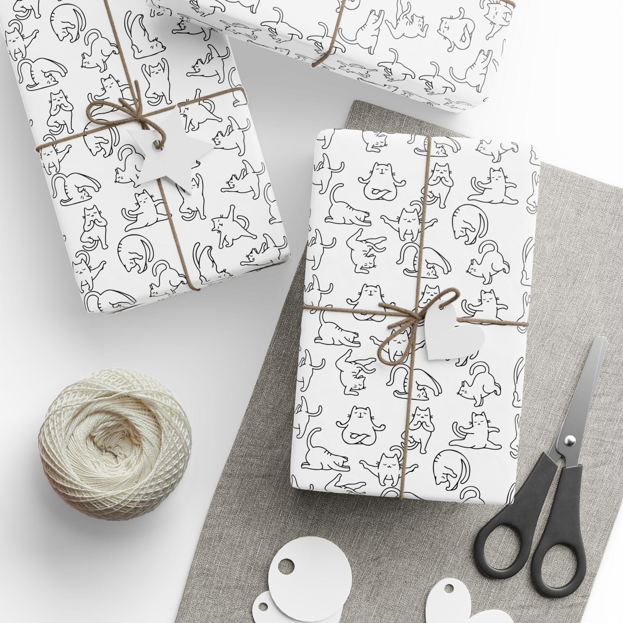 Yoga Cat Wrapping Paper | Unique Gift Wrap for Cat Lovers, Birthday, Holidays, Baby Showers, Pet Gifts