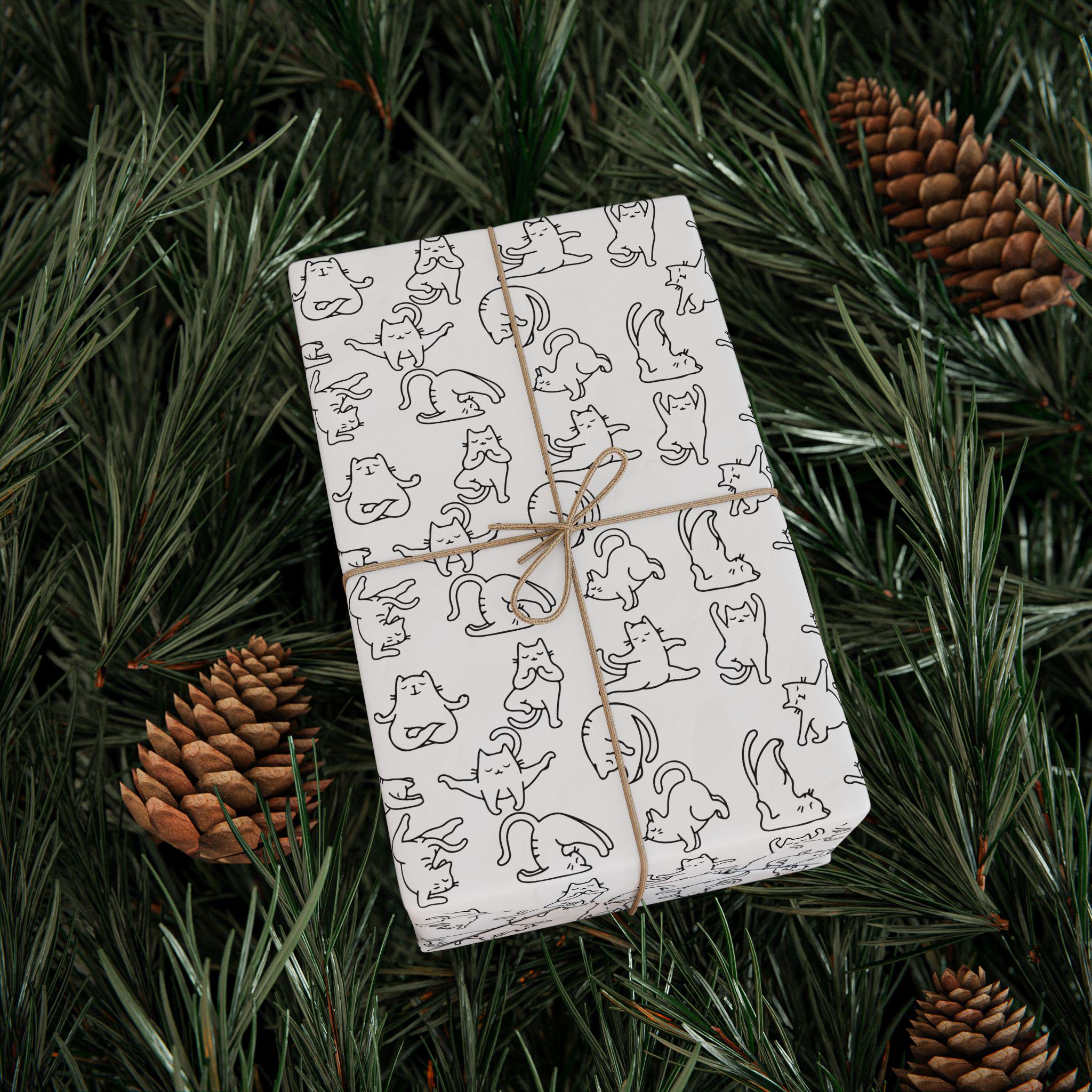 Yoga Cat Wrapping Paper | Unique Gift Wrap for Cat Lovers, Birthday, Holidays, Baby Showers, Pet Gifts