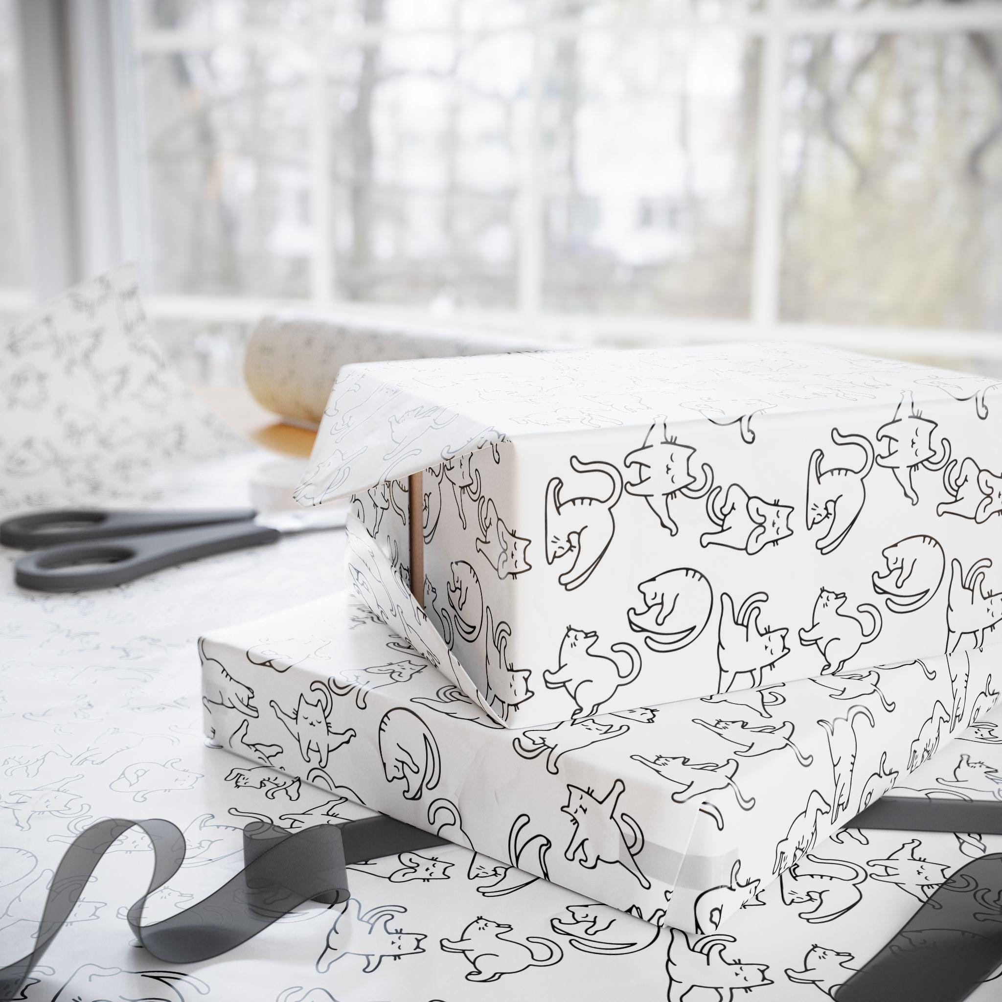 Yoga Cat Wrapping Paper | Unique Gift Wrap for Cat Lovers, Birthday, Holidays, Baby Showers, Pet Gifts
