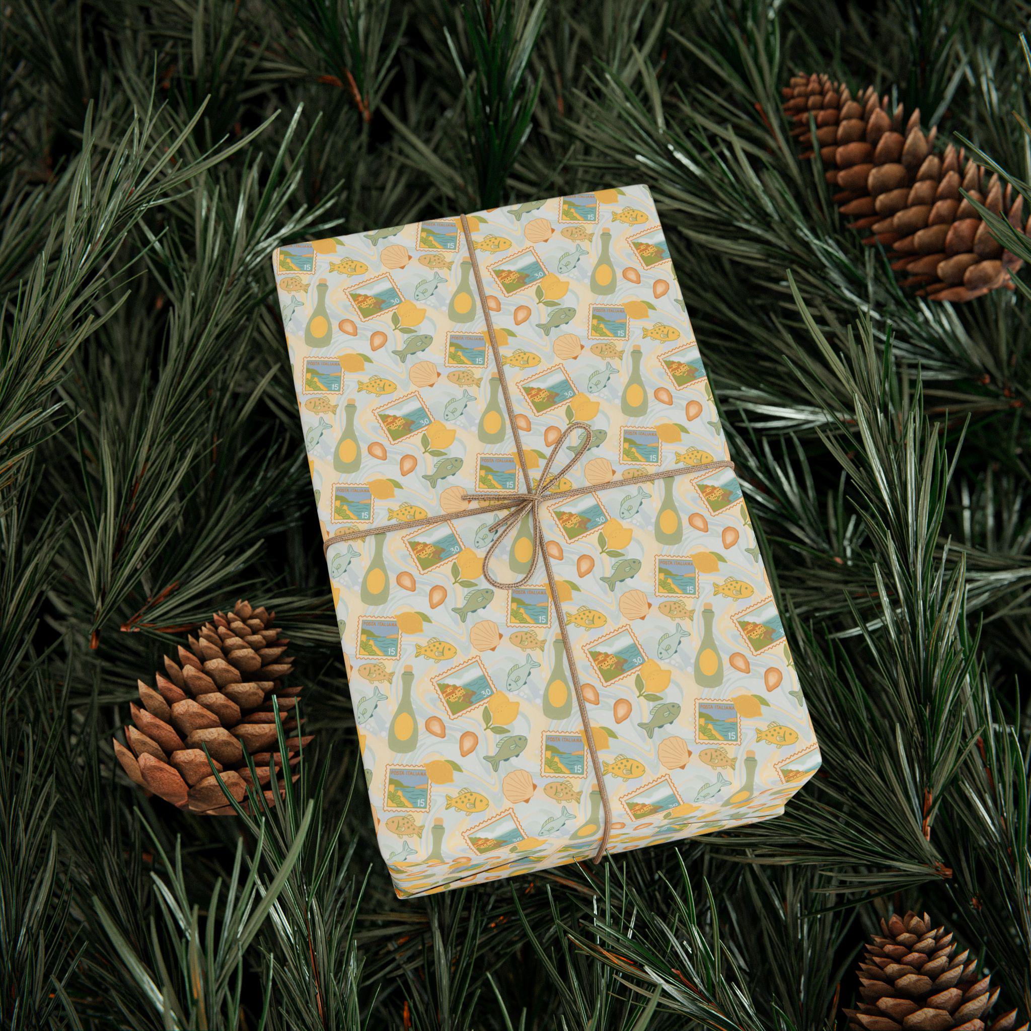 Amalfi coast Mediterranean Summer Gift Wrapping Paper for All Occasions, Party or Birthday or Holiday Gifts and Crafting Supplies