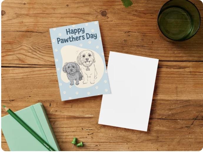 Happy Pawthers Day Card, Best Dog Dad Fathers Day Card, Cute Happy Pawther's Day Gift, From Dog, Dogfather Father's Day Card, Doggy Daddy