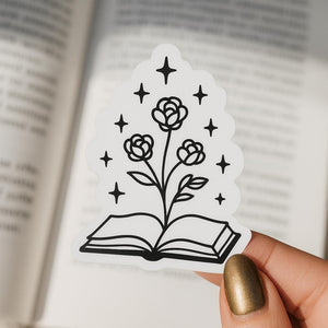 Romantasy Blooming Roses Book Sticker, Fantasy Reader Gift, Magical Book Lover Decal, Rose Garden Journal Sticker, Bookish
