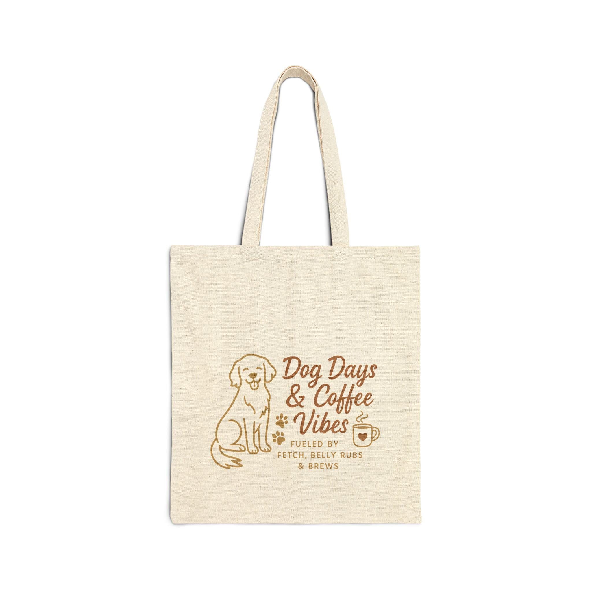 Dog Days & Coffee Vibes Tote Bag, Pet Lovers Gift, Eco-Friendly Shopping Bag, Summer Tote, Dog Mom Bag, Casual Beach Tote
