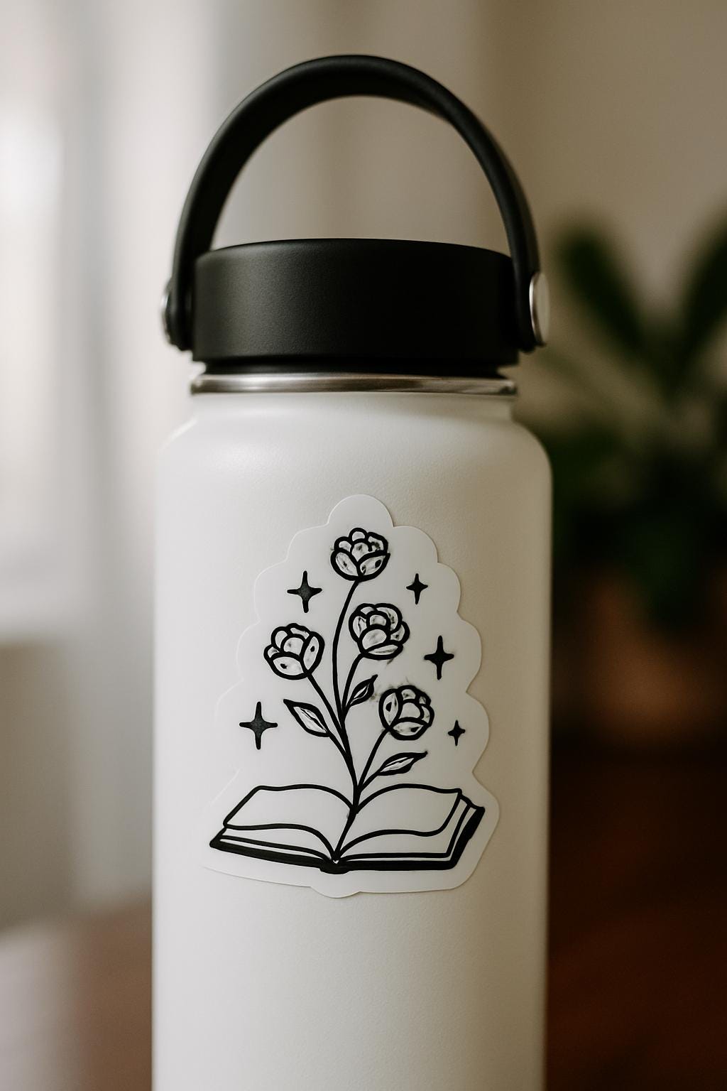 Romantasy Blooming Roses Book Sticker, Fantasy Reader Gift, Magical Book Lover Decal, Rose Garden Journal Sticker, Bookish