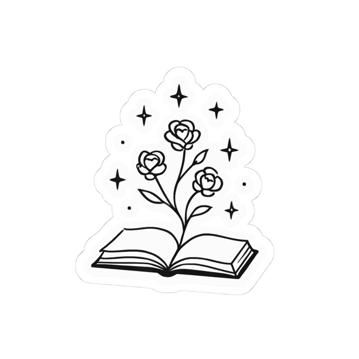 Romantasy Blooming Roses Book Sticker, Fantasy Reader Gift, Magical Book Lover Decal, Rose Garden Journal Sticker, Bookish