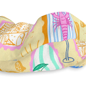 Amalfi Coast Scrunchie, Italian Postcard Hair Tie, Lobster Citrus Olive Design, Coastal Summer Accessory, Gift for Her, Beach Style