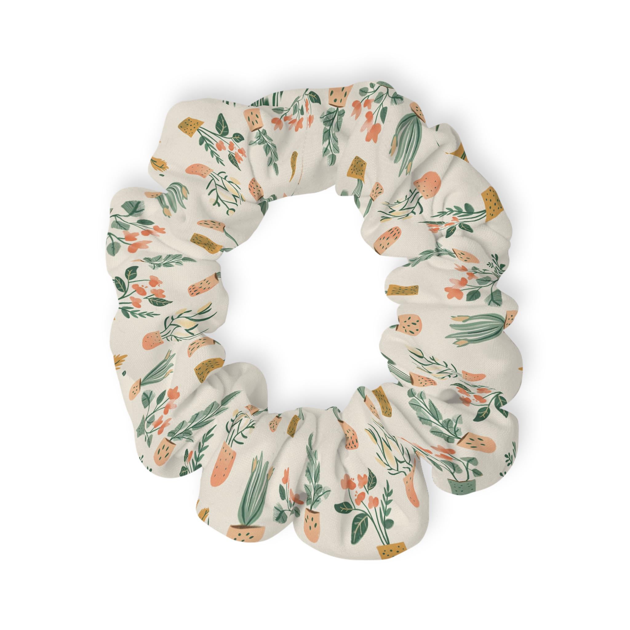 Scrunchie, Houseplant Hair Tie, Botanical Print Accessory, Plant Lover Gift, Garden Vibes, Soft Fabric Hairband