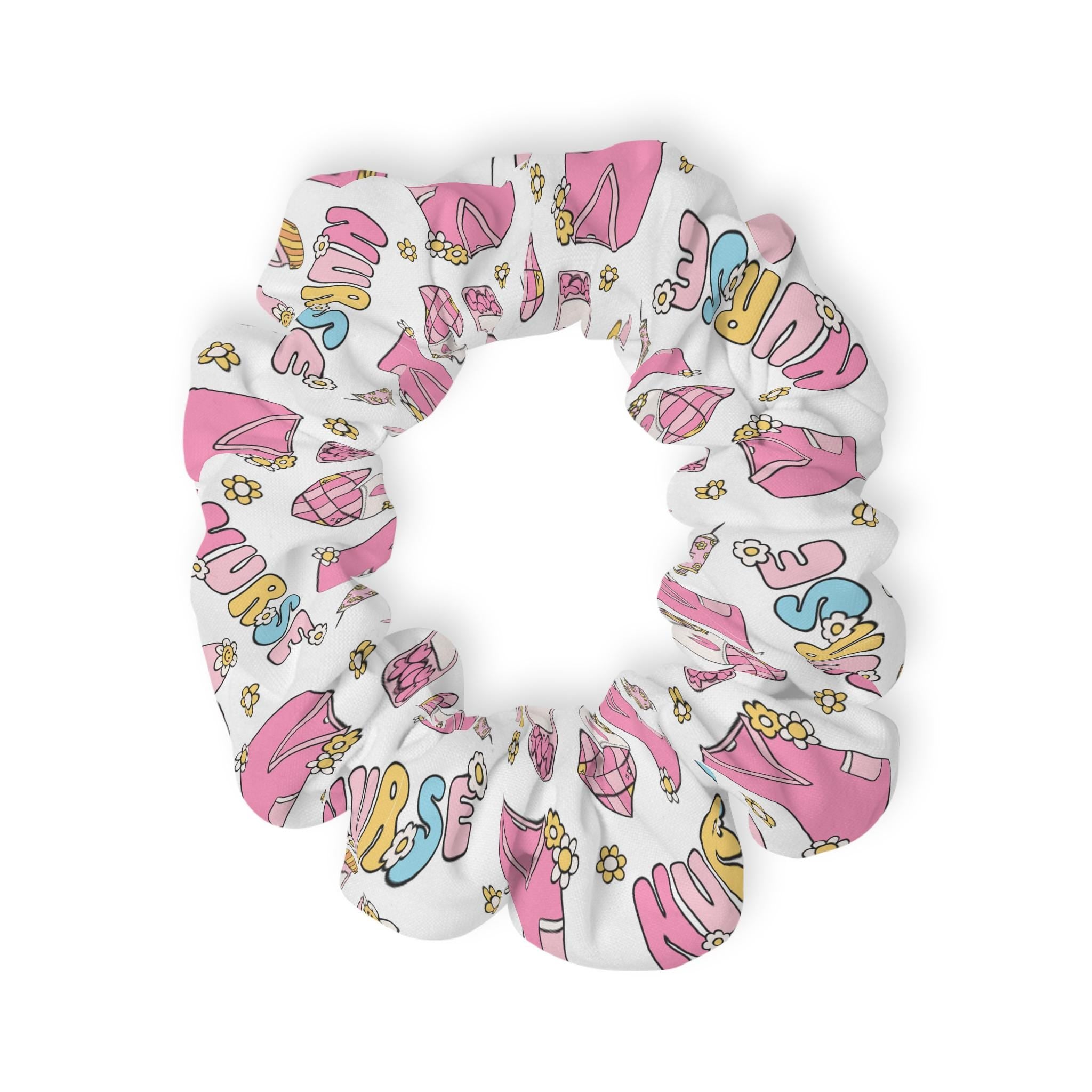 Groovy Nurse Scrunchie, Nurse Hair Accessory, Cute Pink Medical Gift for Nurses, RN Appreciation, Nurse Week Gift, Handmade Scrunchie