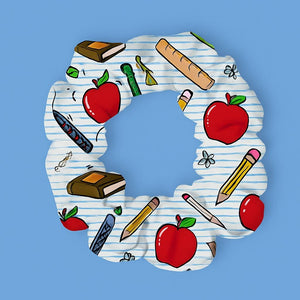Back to School Teacher Scrunchie, Cute Apple Crayon Pencil Hair Tie, Teacher Gift Idea, Classroom Accessories, Back to School Hair Scrunchie