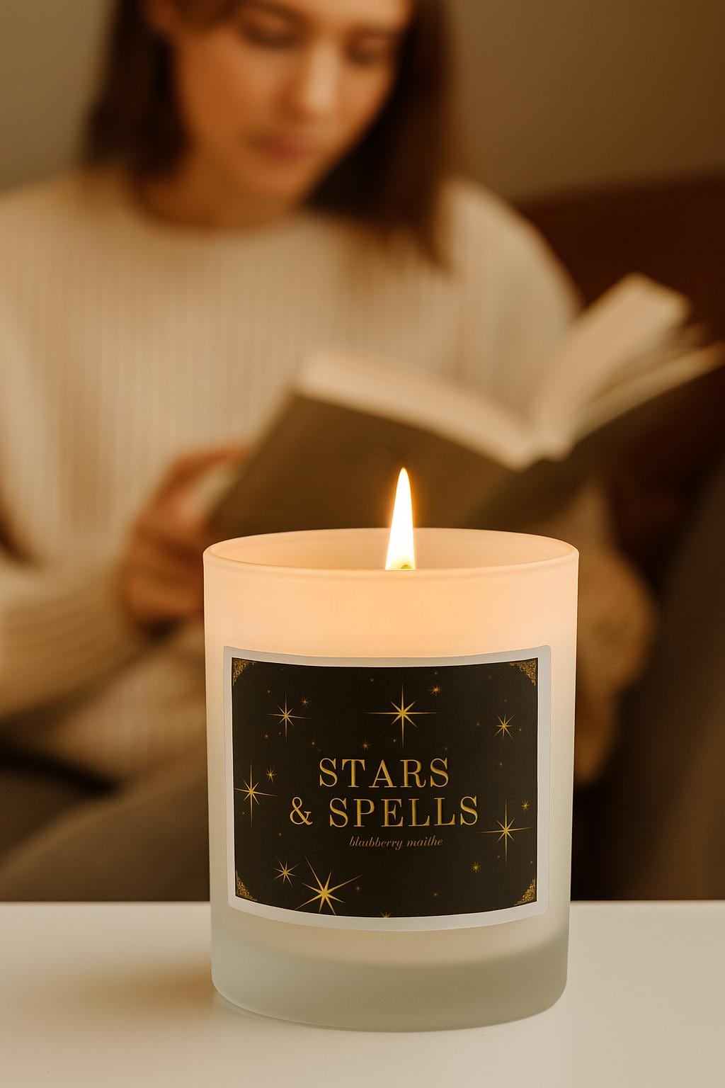 Woodwick Stars & Spells Candle, Blackberry Vanilla Scented Candle, Witchy Book Lover Gift, Cozy Bookish Decor, Romantasy Reading Candle