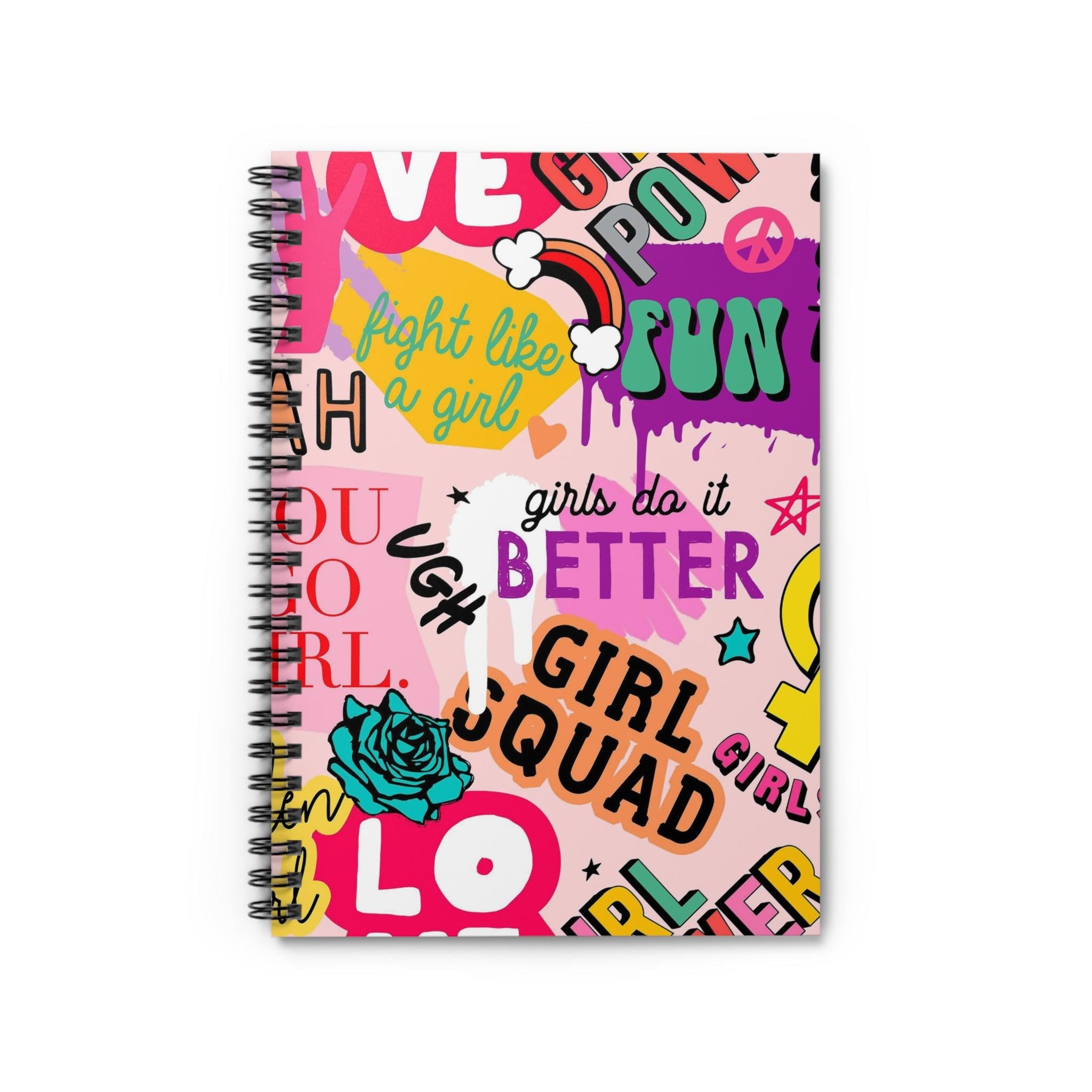 Colorful Girl Power Spiral Notebook - Ruled Lines, Inspirational Journal, Creative Writing Notebook, Fun School Supplies, Gift for Girls