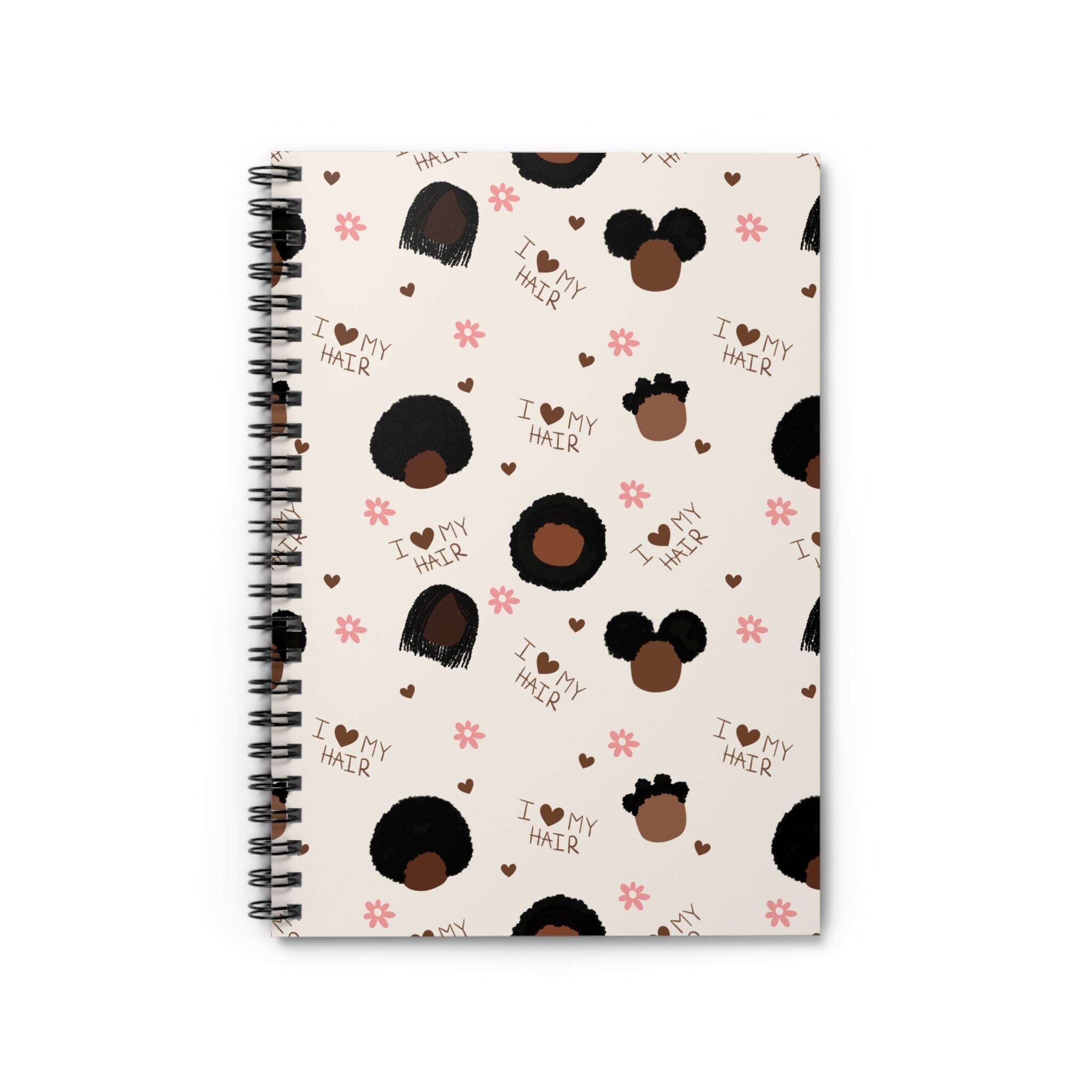I Love My Hair Spiral Notebook | Cute Journaling, Gift for Friends, Natural Hair Afro Art, Black Girl Magic, BLM, Black Woman