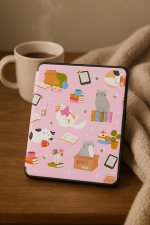 Cats, Bookish Kindle Personalized Cover Case Paperwhite 10, 11, 12th, Paperwhite 5, 6, 7th Case, Kindle basic 2024, E-reader Protective Case