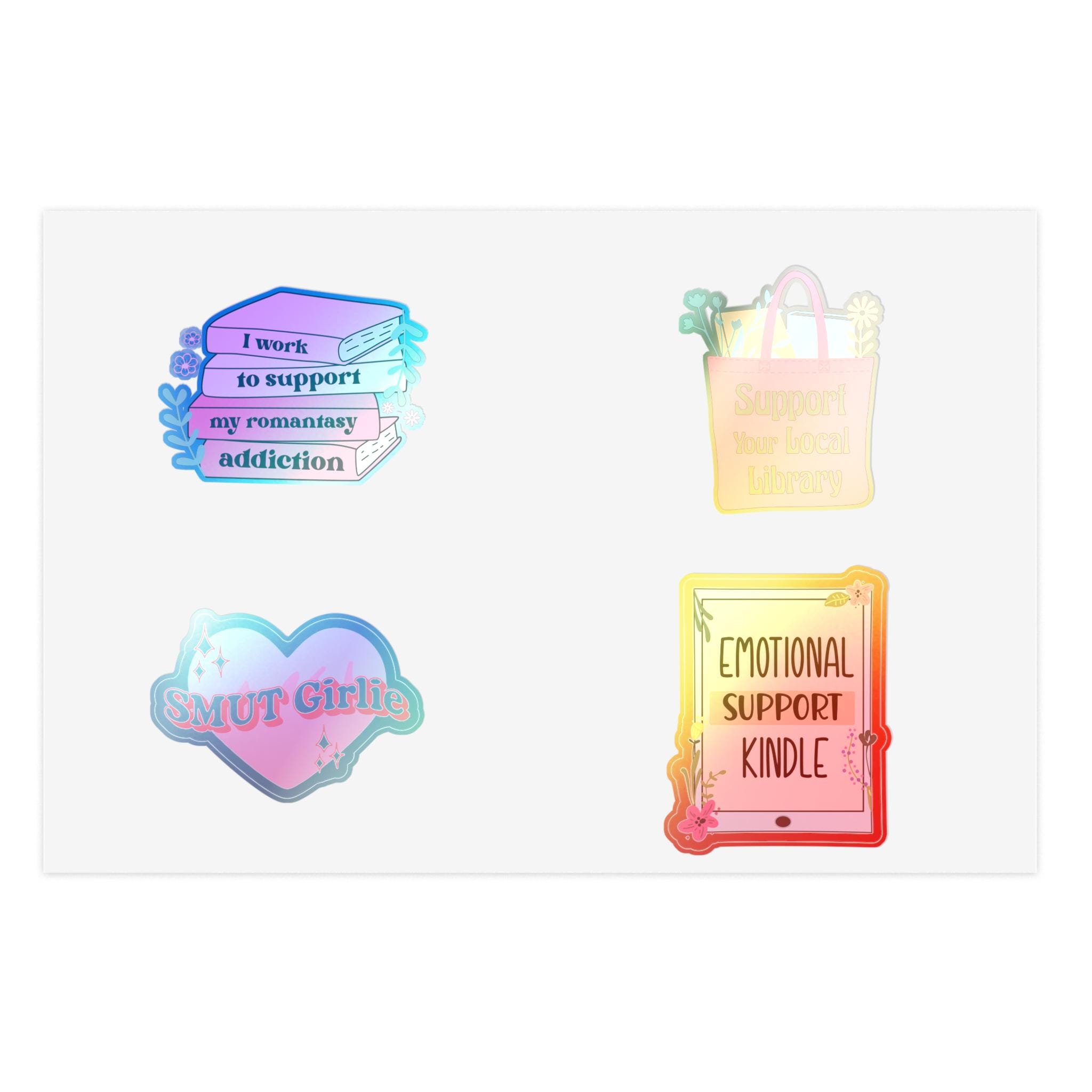 Bookish Sticker Sheets for Book Lovers, Cute Library Stickers, Emotional Support Stickers, Gift for Bookworms, Kindle Laptop Bottle Decal