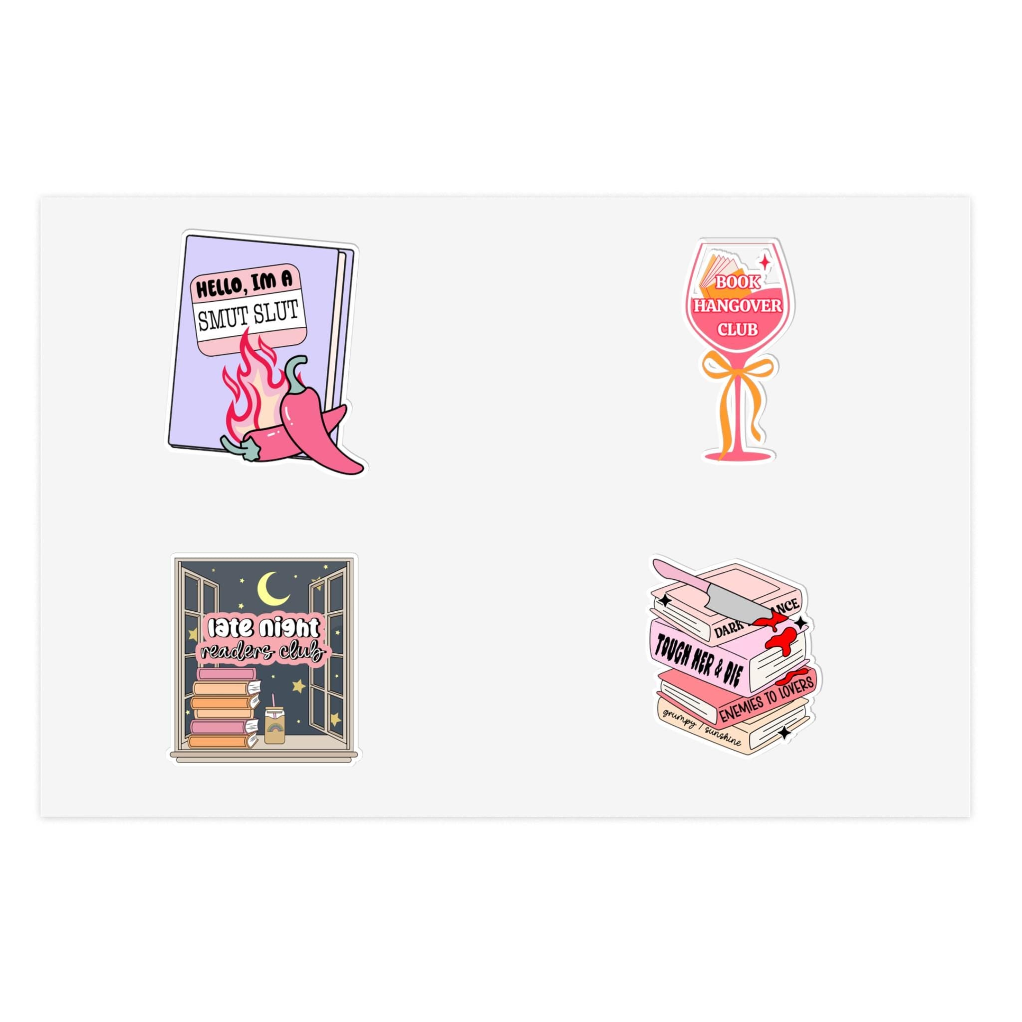 Bookish Sticker Sheets for Book Lovers, Cute Library Stickers, Emotional Support Stickers, Gift for Bookworms, Kindle Laptop Bottle Decal