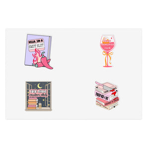 Bookish Sticker Sheets for Book Lovers, Cute Library Stickers, Emotional Support Stickers, Gift for Bookworms, Kindle Laptop Bottle Decal