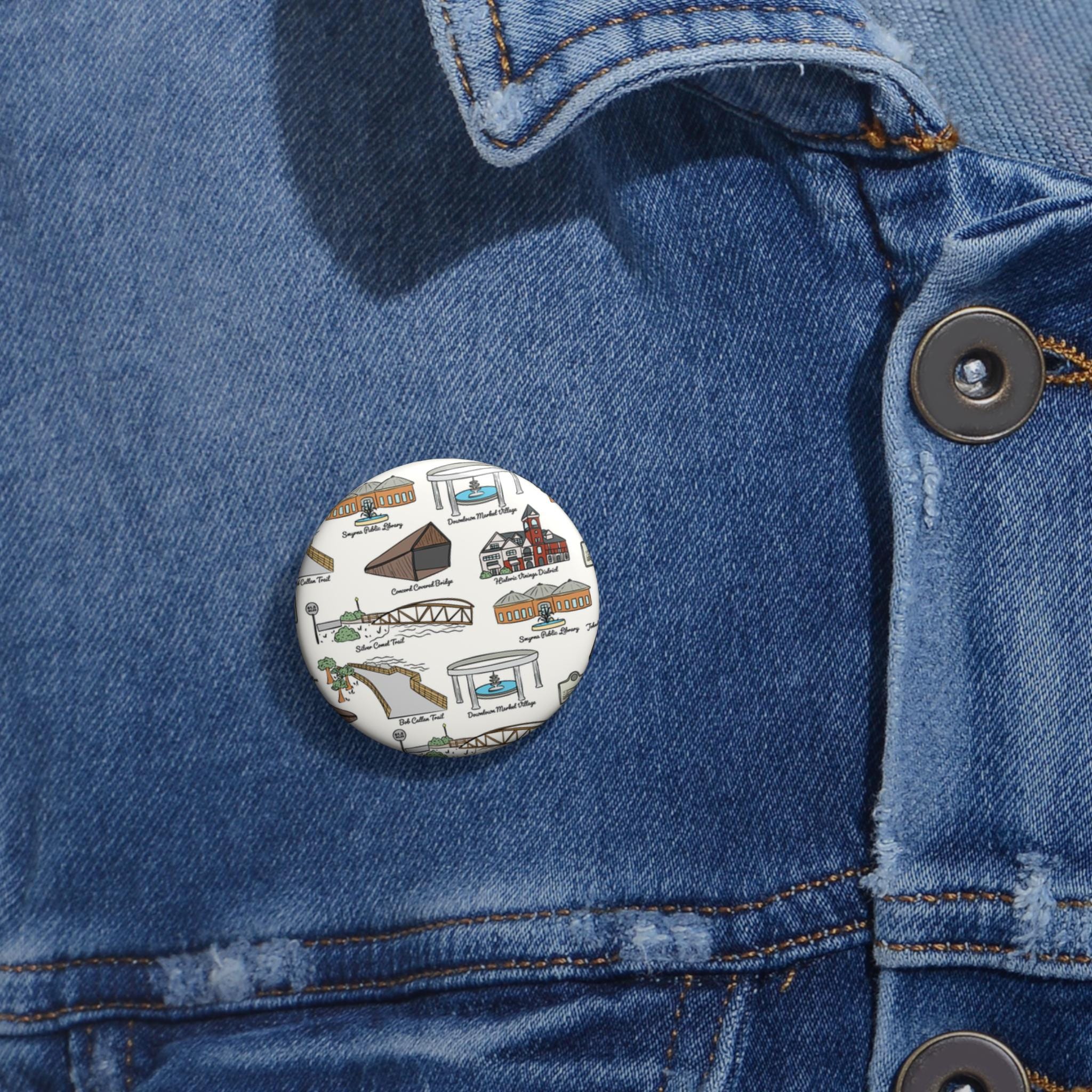 Smyrna GA Button Pin, Custom Pin Buttons, Pinback Button, Personalized Pin, Decorative Pin Badge, Lapel Pin Accessory