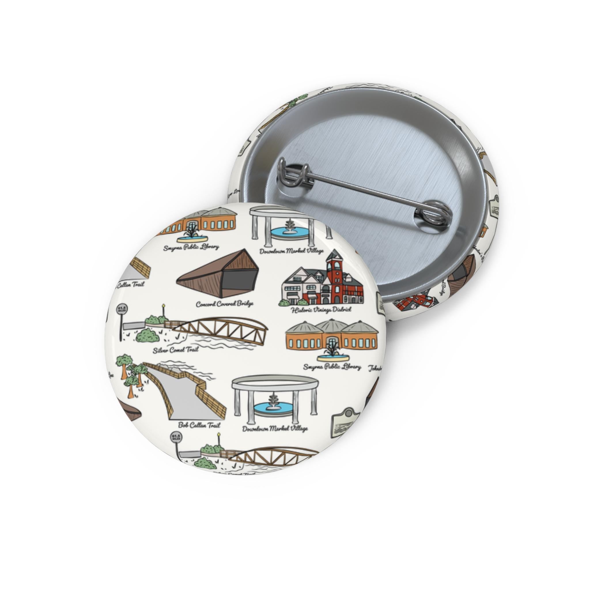 Smyrna GA Button Pin, Custom Pin Buttons, Pinback Button, Personalized Pin, Decorative Pin Badge, Lapel Pin Accessory