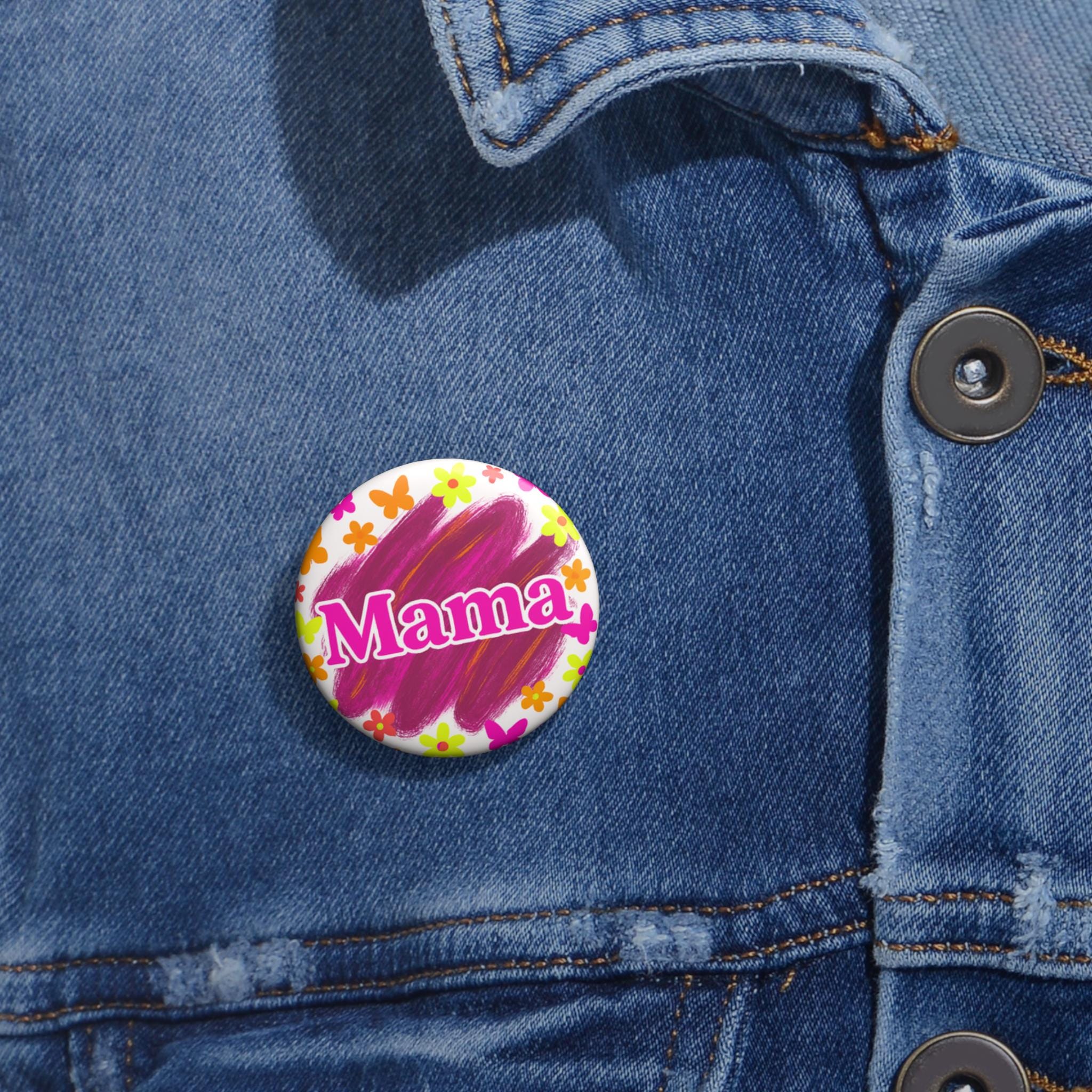 Mama Floral Mama Pin Buttons, Cute Gifts for First Time Moms, Mothers Day Accessories, Handmade Button Badges, Great for Baby Showers