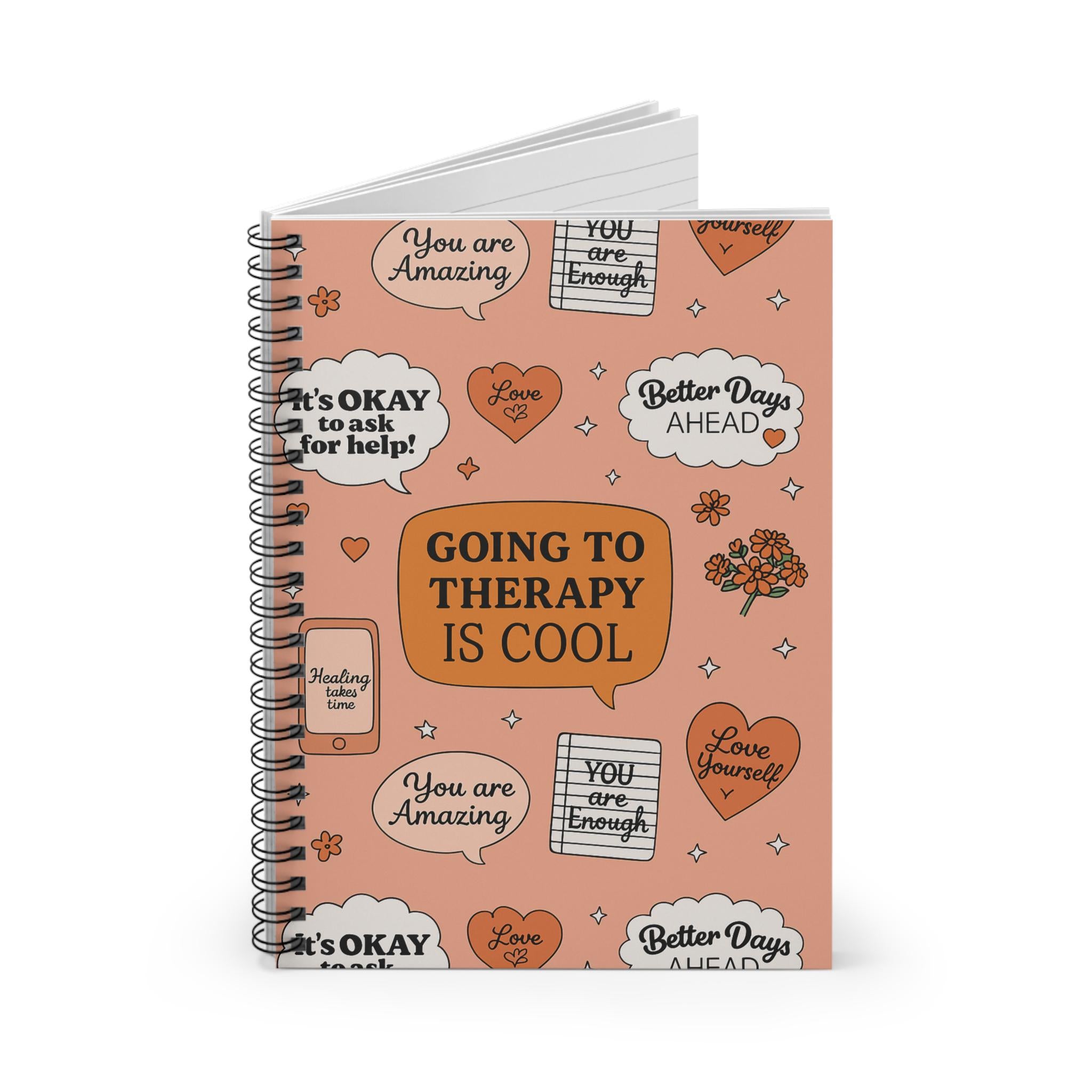 Mental Health Spiral Notebook - Journaling, Self-Care, Positive Affirmations, Thoughtful Gift, Therapy Essentials, Mental Health Awareness