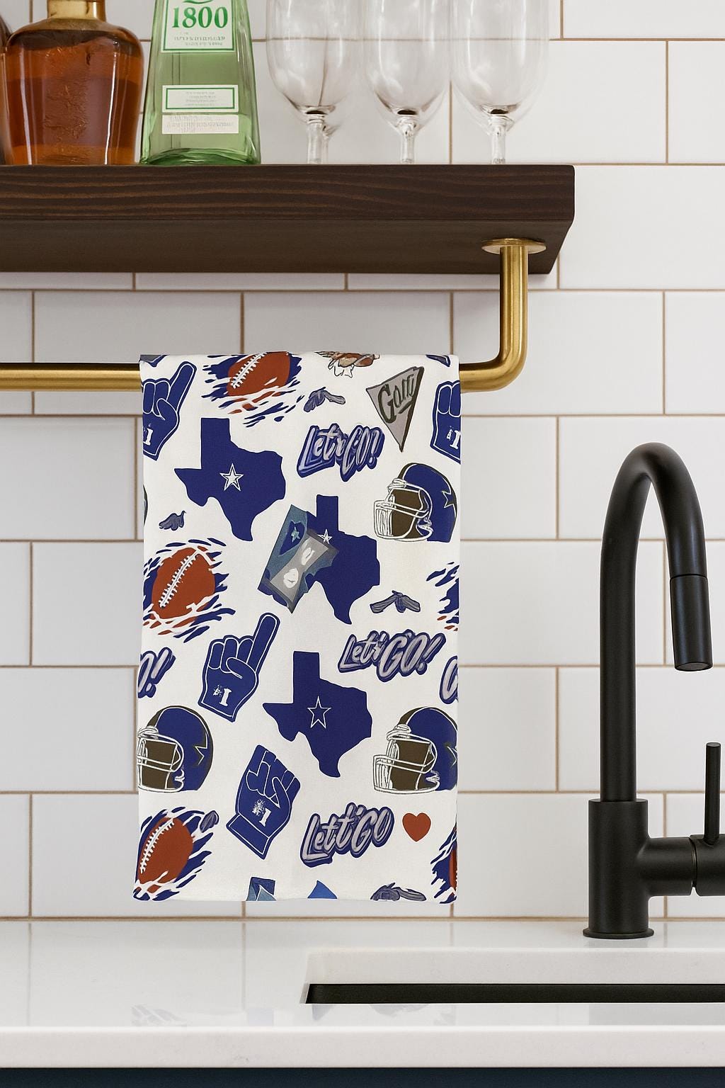 Football Tea Towels for Dallas Game Days, Football & Basketball Lovers, Gift for Cowboys Sports Fans, Texas Pride, Kitchen Home Essentials