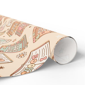 Bookish Whimsical Gift Wrapping Paper Roll, Colorful Literary-Inspired Design for Book Lovers, Bookworm Wrapping Paper Rolls, Literary Girl