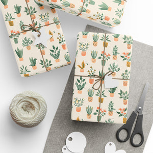 Plant Lover Floral Wrapping Paper, Eco-Friendly Succulent Gift Wrap for Birthday, Wedding, Holiday, Multi-Purpose Decorative Paper