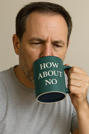 Funny How About No Dad Accent Coffee Mug, Rude Quote Cup, Sarcastic Fathers Day Gift, Gift for Him, Ceramic Tea Cup, Joke Gift for Dad