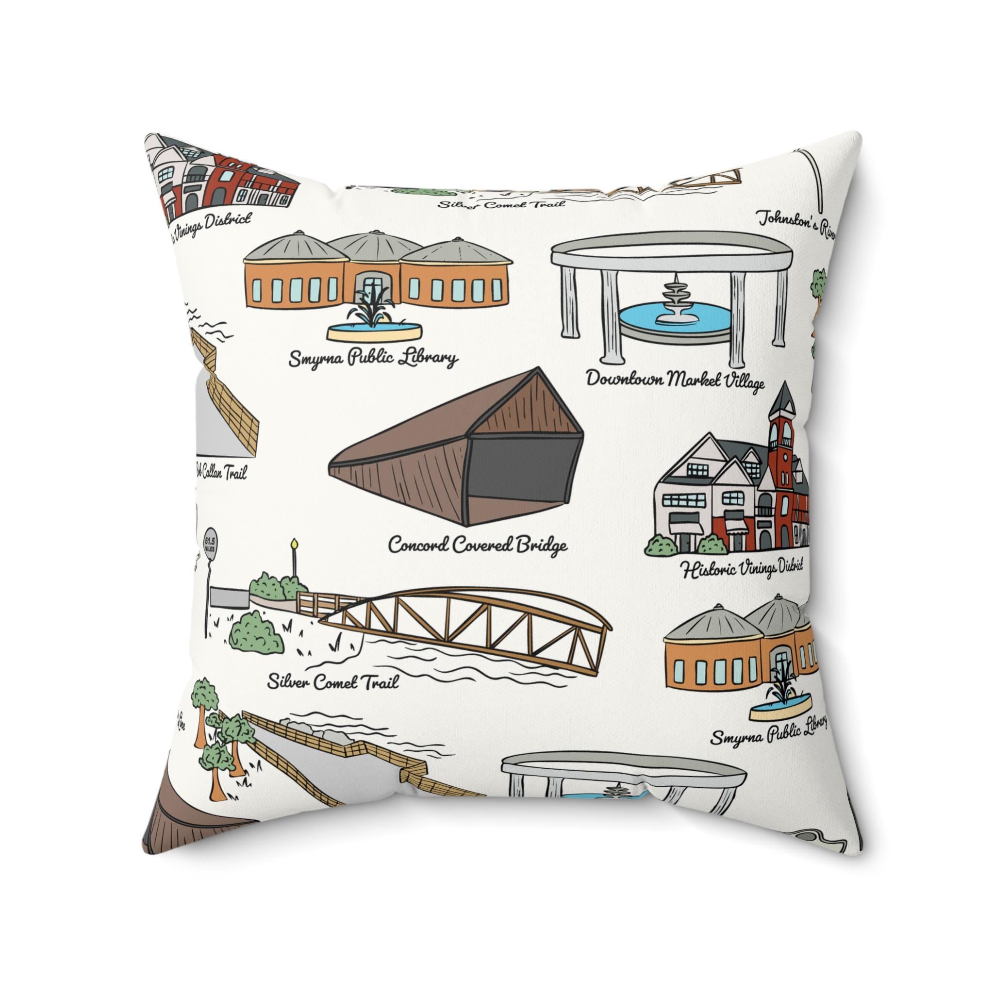 Smyrna GA Decorative Pillow, Cozy Home Decor, Custom Throw Pillow, HomeGoods Gift, Georgia Local Lover's Accent Pillow, Symrna GA Pattern