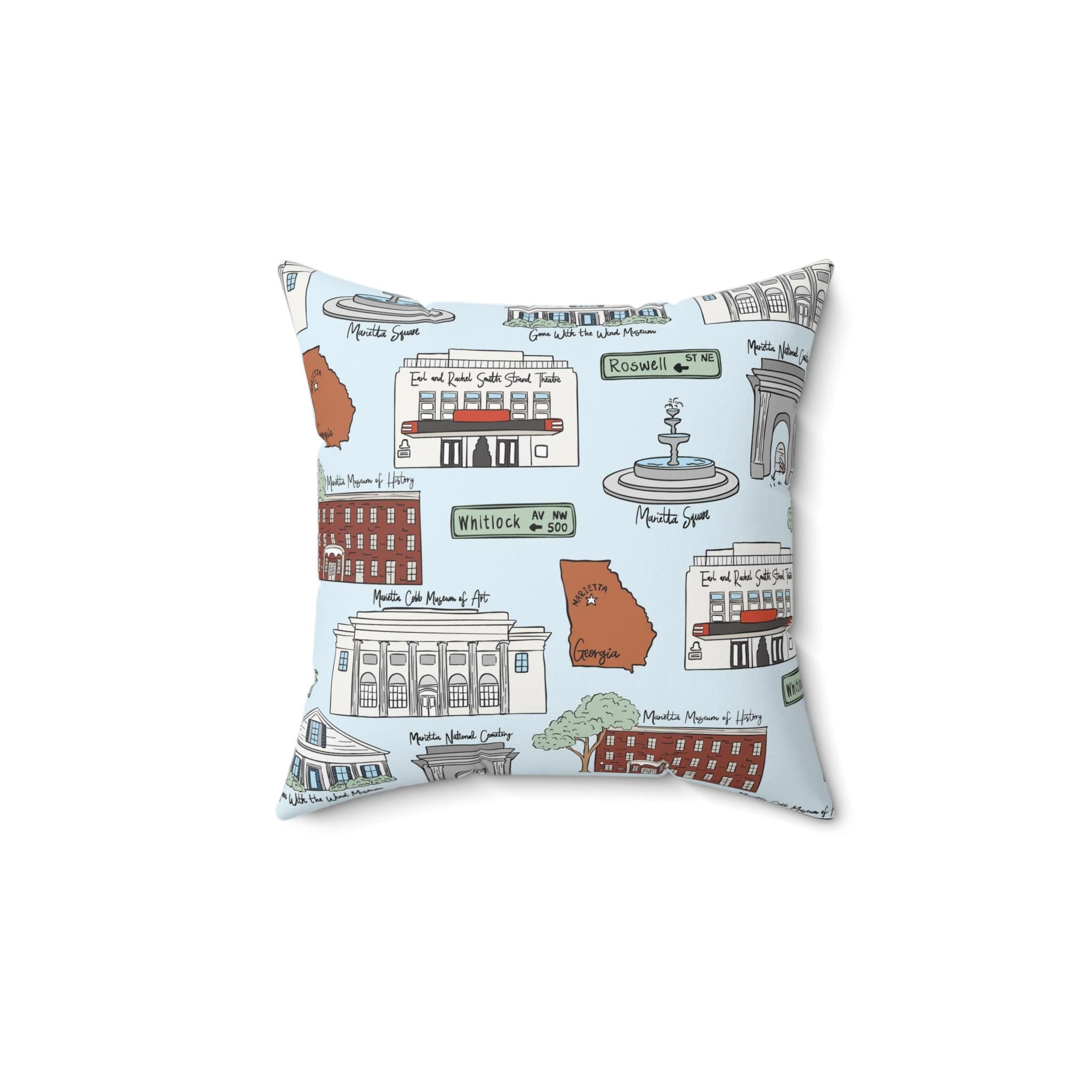 Roswell Georgia Decorative Pillow, Cozy Home Decor, Custom Throw Pillow, Homegoods Gift, City Lover's Accent Pillow, Roswell GA Pattern