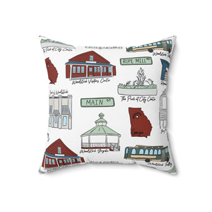 Woodstock GA Decorative Pillow, Cozy Home Decor, Custom Throw Pillow, HomeGoods Gift, Georgia Local Lover's Accent Pillow, Woodstock Pattern