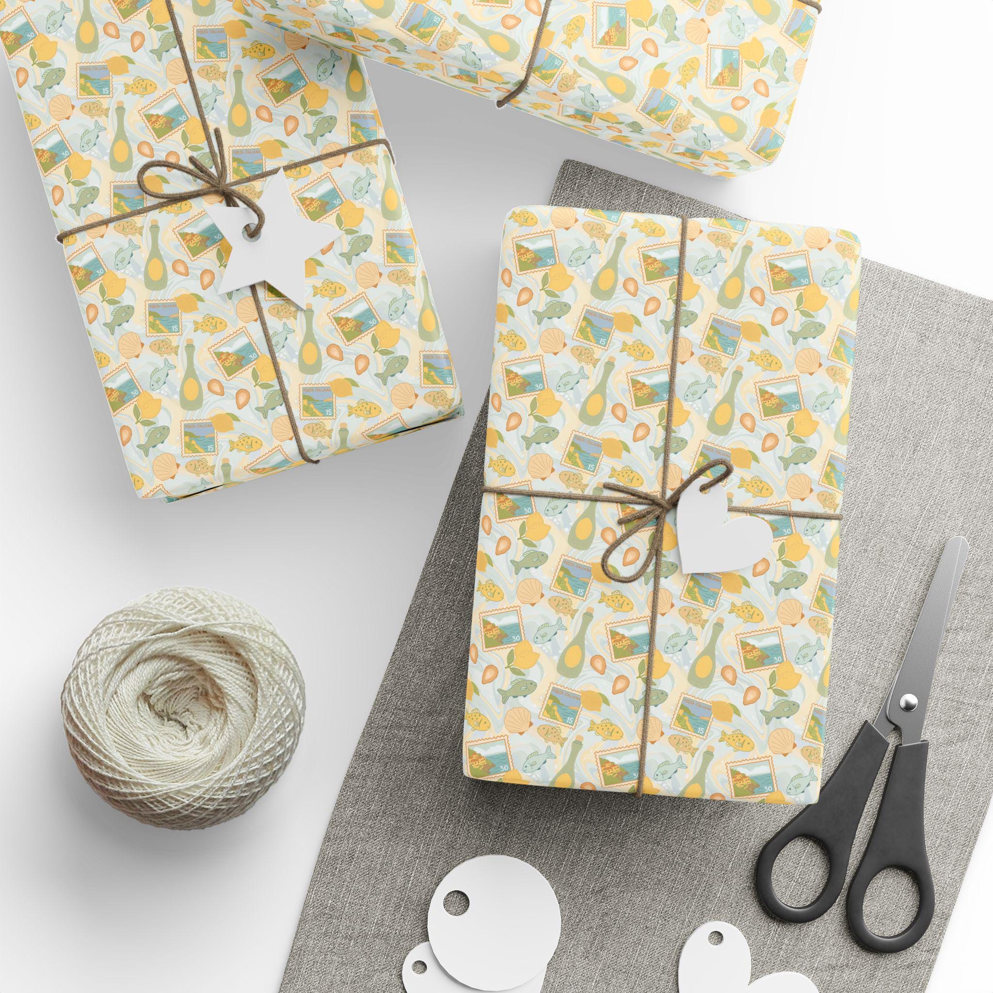 Amalfi coast Mediterranean Summer Gift Wrapping Paper for All Occasions, Party or Birthday or Holiday Gifts and Crafting Supplies