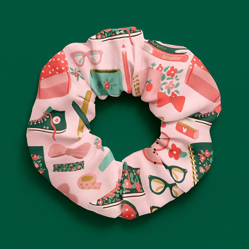 Charming Scrunchie - Cute Hair Accessory, Gift for Her, Fashionable Hair Tie, Festive Hairstyle, Everyday Wear