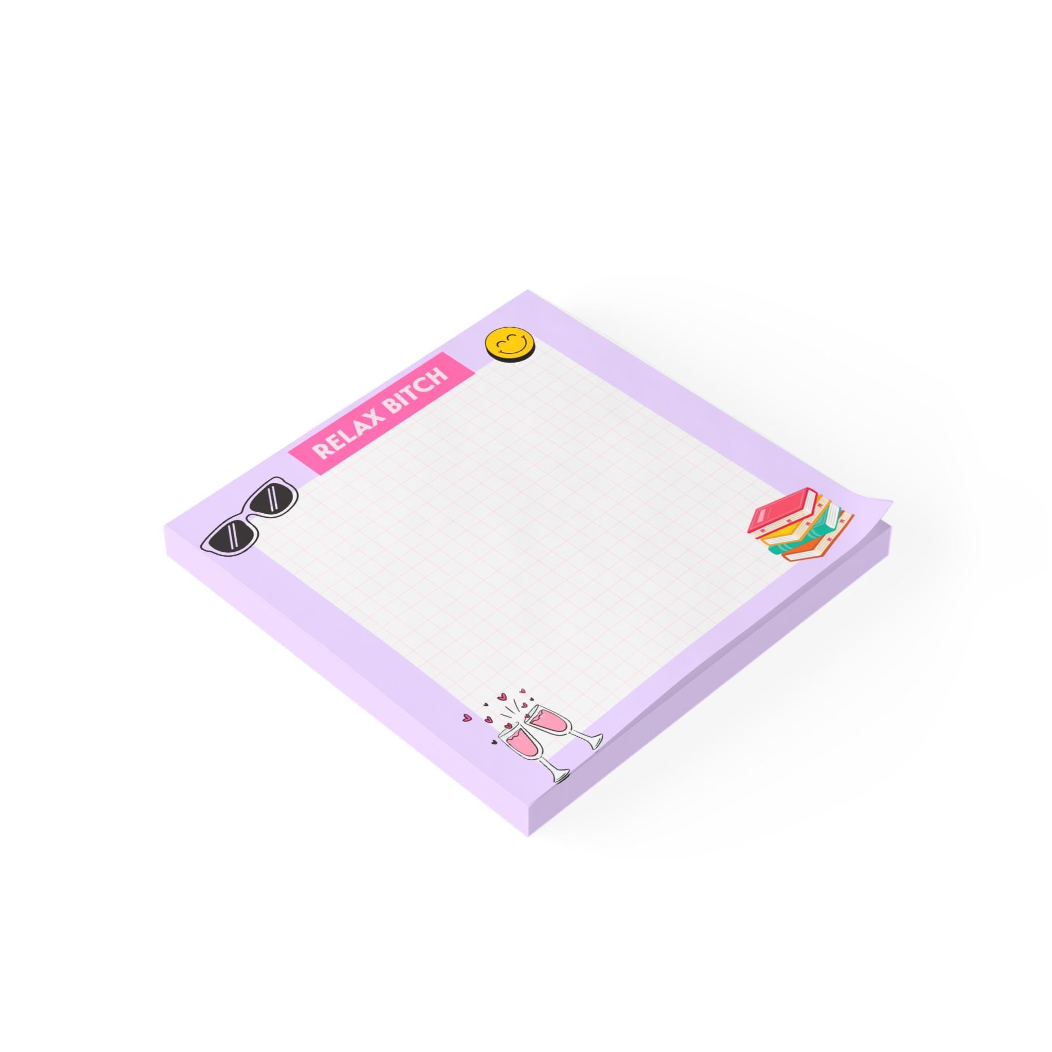 Relax Bitch Sticky Notes, Funny Notepad for Women, Bookish Desk Accessories, Cute Stationery, Sassy Paper Goods, Chill Reminder Pad