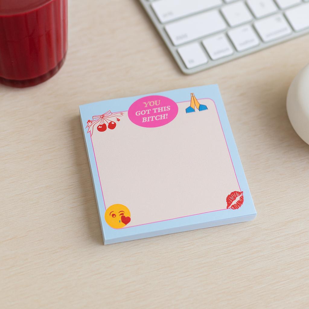 You Got This Bitch Sticky Notes, Funny Motivational Notepad, Desk Accessories for Women, Sassy Office Supplies, Cute Stationery