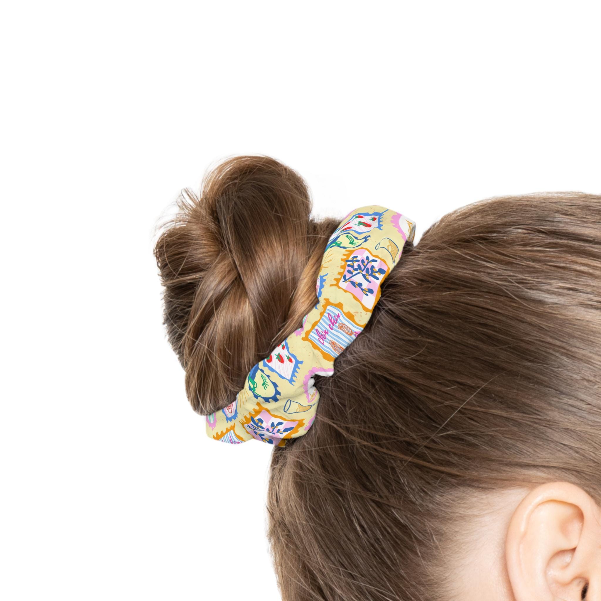 Amalfi Coast Scrunchie, Italian Postcard Hair Tie, Lobster Citrus Olive Design, Coastal Summer Accessory, Gift for Her, Beach Style
