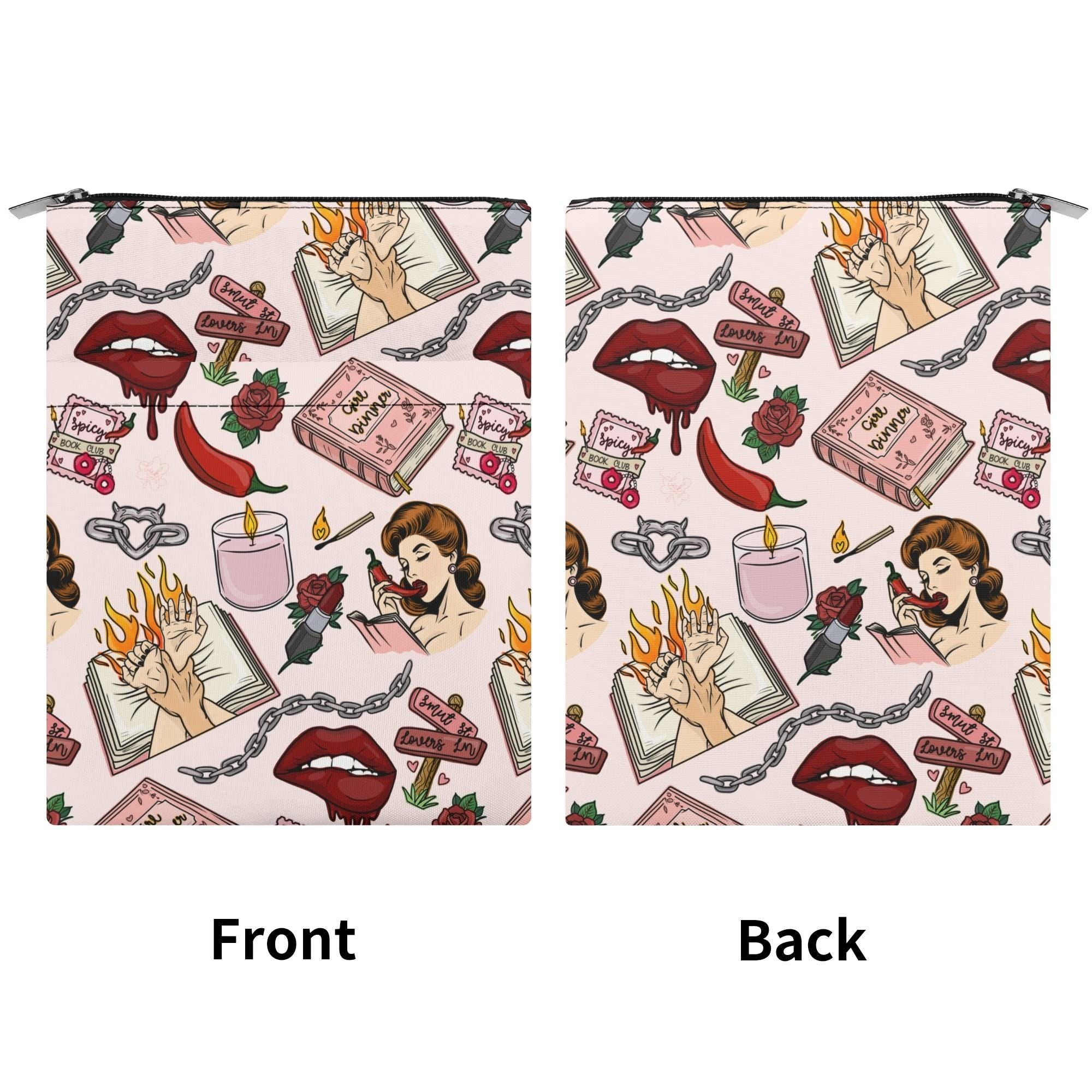 Handmade Book Sleeve with Zipper - Personalized Smut Design, 600D Canvas Fabric, Protects Books & Kindle While Traveling, Bookish Gift