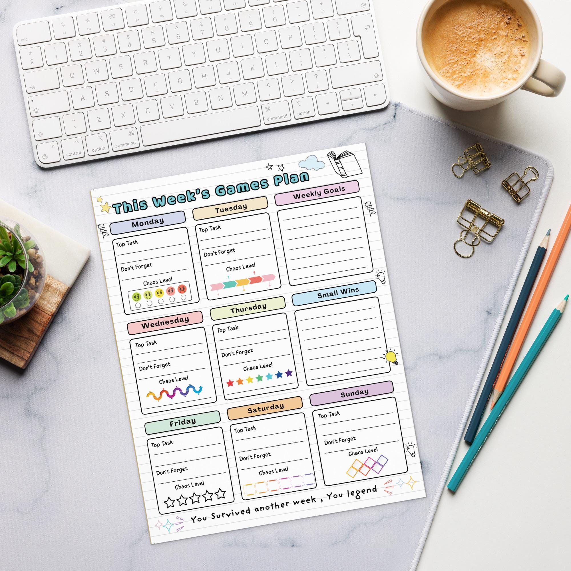 This Weeks Gameplan Weekly Planner Notepad