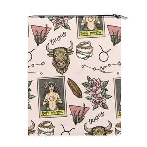 Taurus Seamless Pattern Printed Fabric Custom Book Sleeve Book Cover Protector with Zipper and Front Pocket