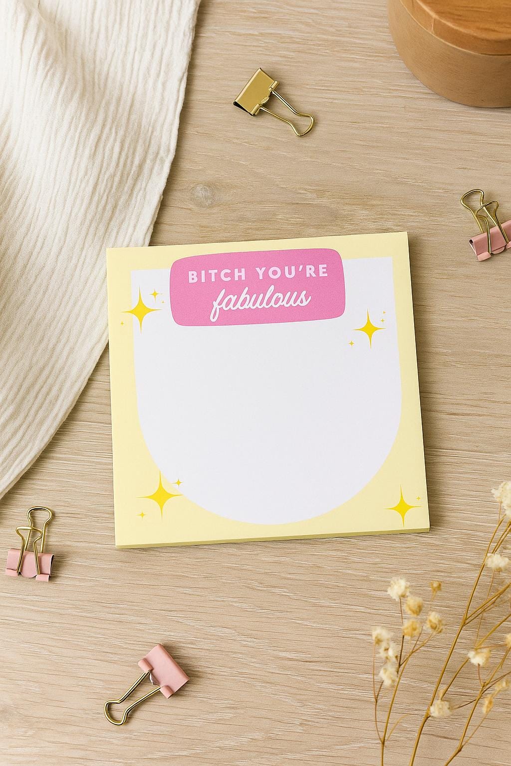 Bitch Youre Fab Sticky Notes, Encouraging Notepad for Women, Cute Affirmation Pad, Motivational Desk Decor, Positive Stationery