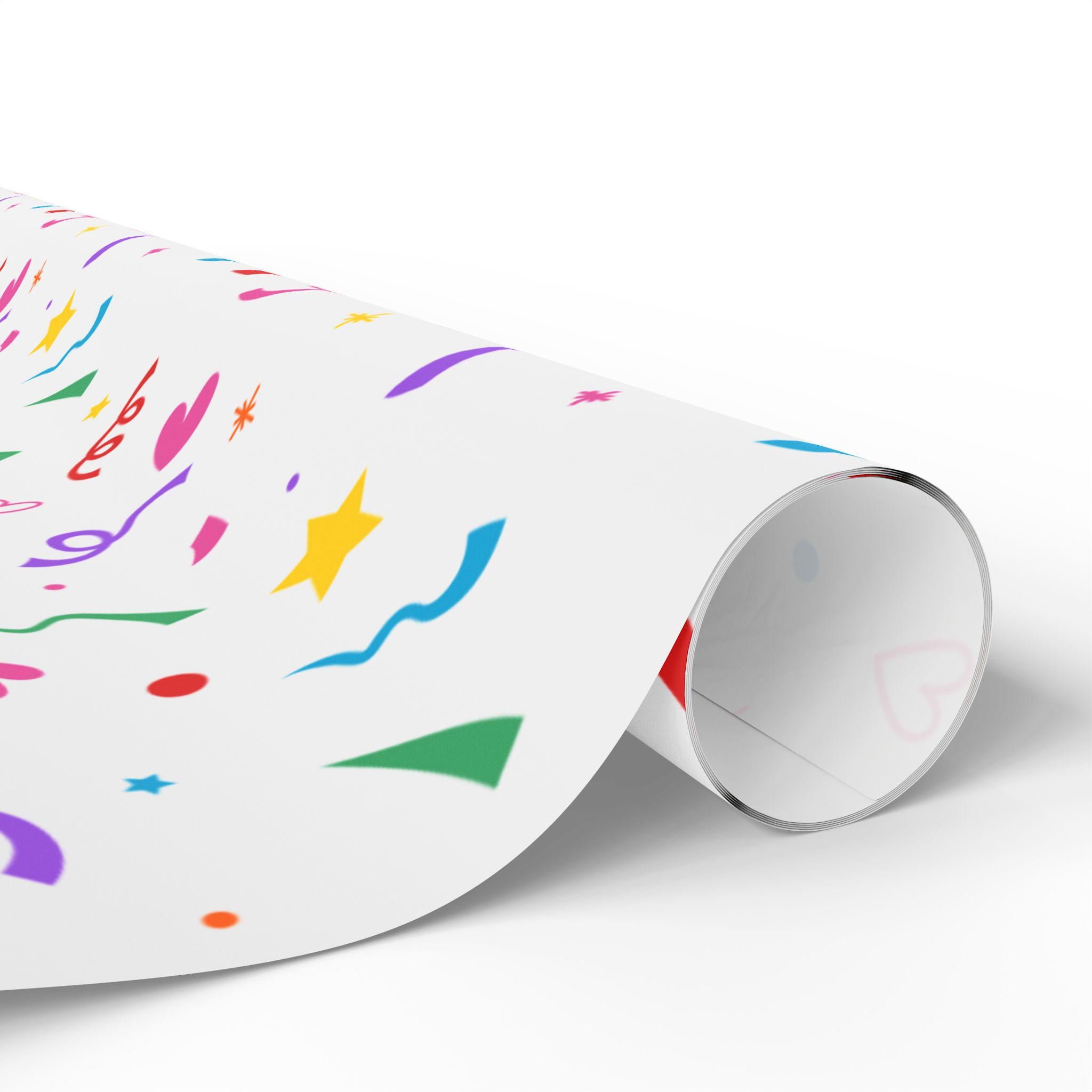 Colorful Confetti Wrapping Paper, Gift Wrap for Birthdays, Holidays, Parties, Baby Showers, Celebrations