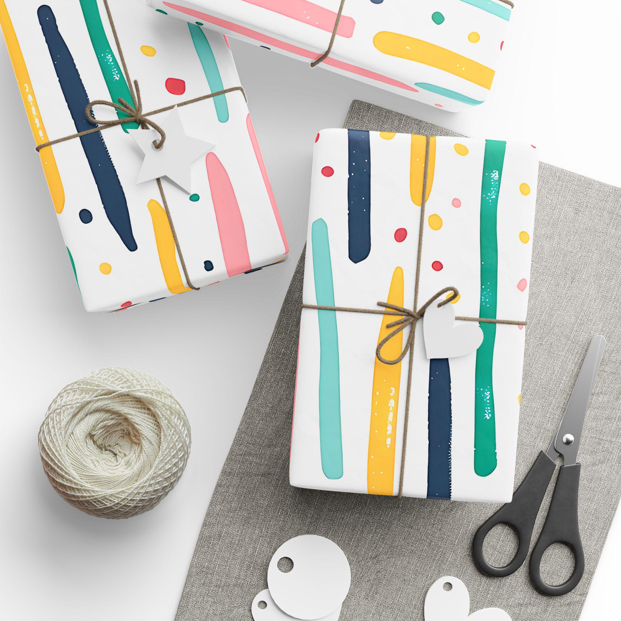 Colorful Wrapping Paper Roll, Cheerful Gift Wrap for Birthdays, Holidays, Parties, Eco-Friendly Gift Packaging