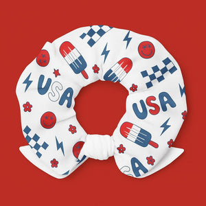 Hair Scrunchie, 4th of July Patriotic Hair Accessory, Festive Hair Tie, USA Themed Scrunchie, Holiday Hair Fashion, Independence Day Hair