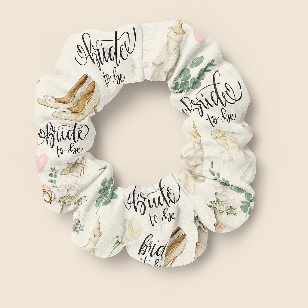 Bride Floral Gift Scrunchie, Bride Hair Accessory, Gift for Bride, Hair Tie, Bride Everyday Wear, Gift for Bridemaid, Bridal Charming Styles