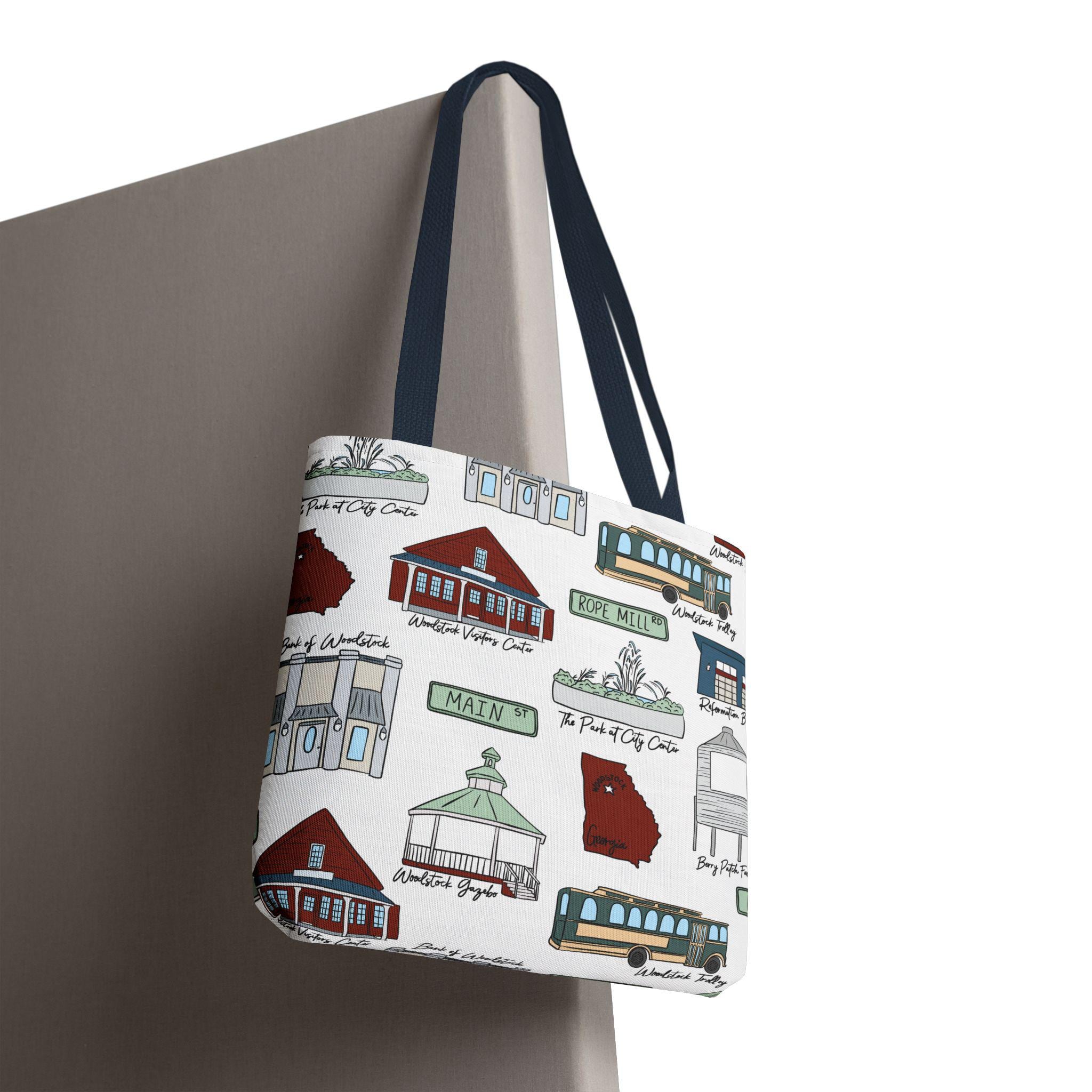 Woodstock Georgia Travel Tote Bag for Local GA Lovers, Eco Shopping Bag, Unique Local Gift, Market Day Essential, Stylish Canvas Carryall